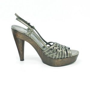 Miu Miu Woven Leather Platform Sandals